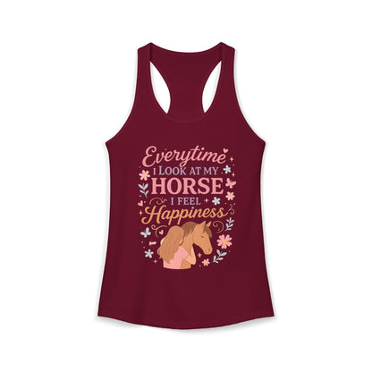 Everytime I Look at My Horse I Feel Happiness Women's Ideal Racerback Tank