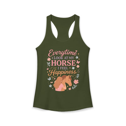 Everytime I Look at My Horse I Feel Happiness Women's Ideal Racerback Tank