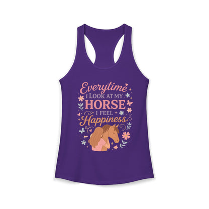 Everytime I Look at My Horse I Feel Happiness Women's Ideal Racerback Tank