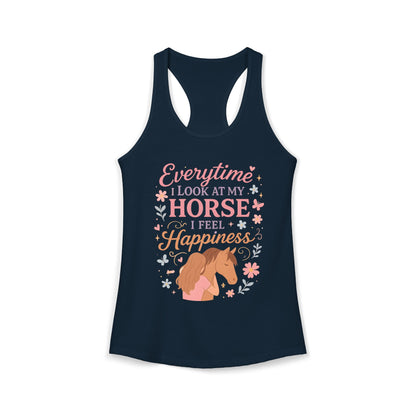 Everytime I Look at My Horse I Feel Happiness Women's Ideal Racerback Tank